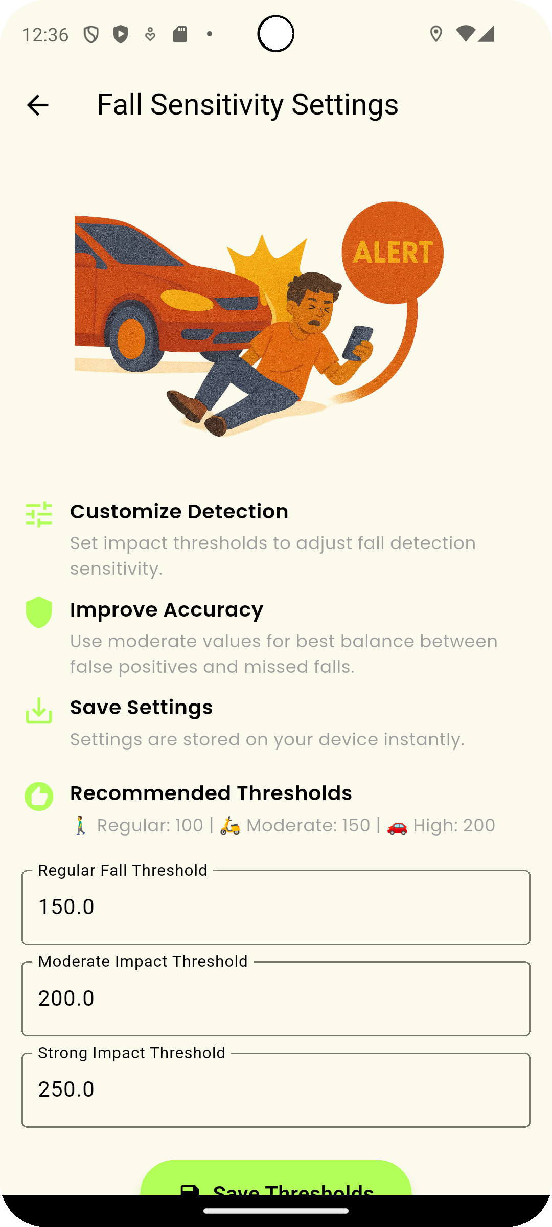 fall detection sensitivity
